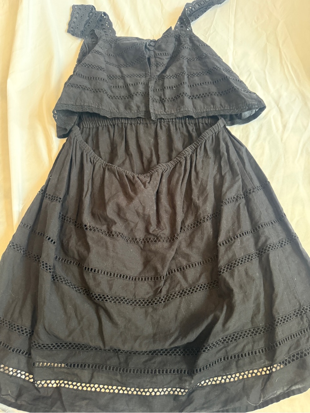 Topshop Black Tiered Eyelet Mini Dress - Picture 4 of 6